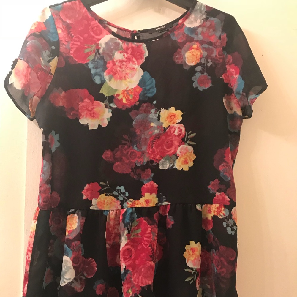 Floral peplum high low shirt (top)